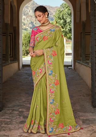 Picture of Charming Silk & Organza Dark Khaki Saree