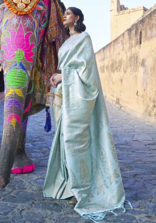 Picture of Delightful Silk Light Steel Blue Saree