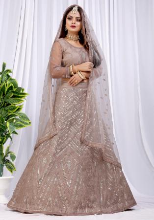 Picture of Charming Net Grey Lehenga Choli