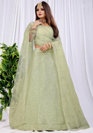 Picture of Good Looking Net Tan Lehenga Choli