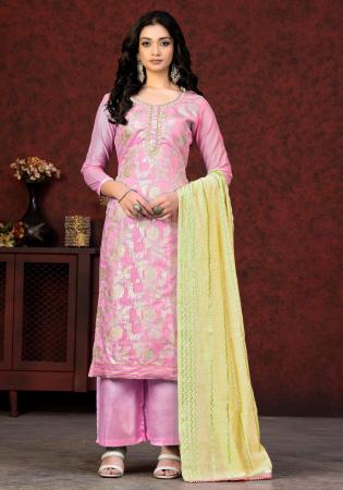 Picture of Cotton Pale Violet Red Straight Cut Salwar Kameez