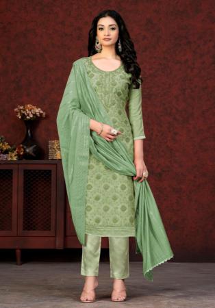 Picture of Silk Dark Sea Green Straight Cut Salwar Kameez