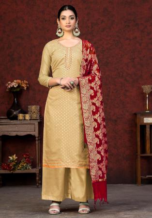 Picture of Delightful Silk Burly Wood Straight Cut Salwar Kameez