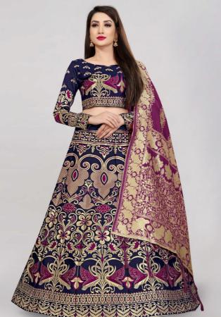 Picture of Graceful Silk Navy Blue Lehenga Choli