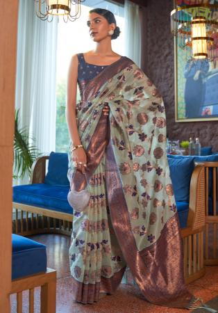 Picture of Excellent Organza Dark Sea Green Saree