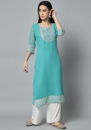 Picture of Splendid Georgette Sky Blue Kurtis & Tunic