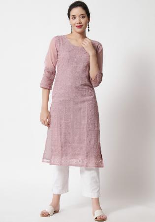 Picture of Beauteous Georgette Plum Kurtis & Tunic