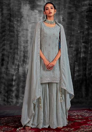 Picture of Georgette Light Slate Grey Readymade Salwar Kameez