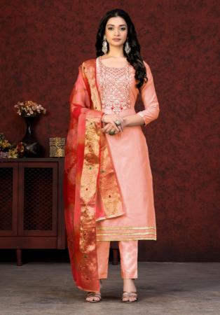 Picture of Chiffon & Cotton Wheat Straight Cut Salwar Kameez