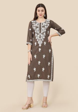 Picture of Stunning Silk Rosy Brown Kurtis & Tunic