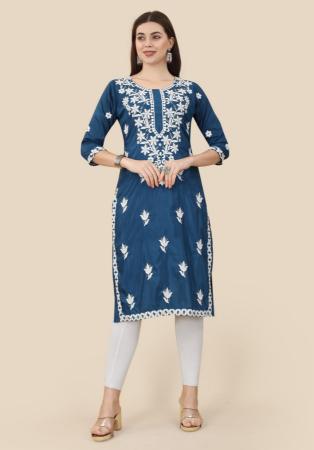 Picture of Beautiful Silk Midnight Blue Kurtis & Tunic