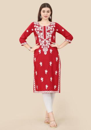 Picture of Lovely Silk Fire Brick Kurtis & Tunic