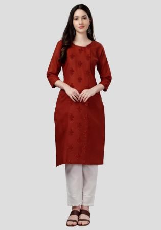 Picture of Statuesque Cotton Saddle Brown Kurtis & Tunic