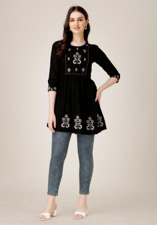 Picture of Grand Rayon Black Kurtis & Tunic