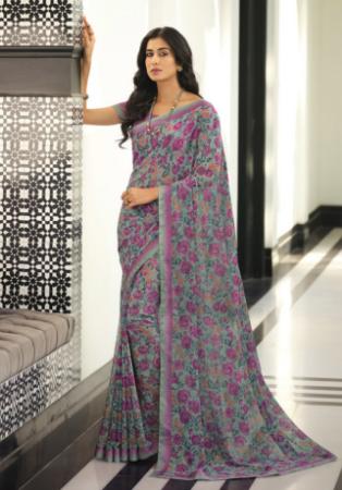 Picture of Pretty Georgette Grey Saree