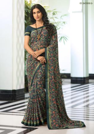 Picture of Delightful Georgette Dark Slate Grey Saree