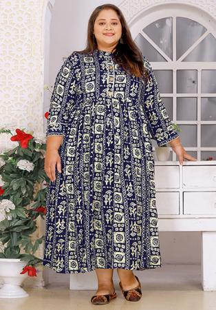 Picture of Beautiful Rayon Midnight Blue Kurtis & Tunic