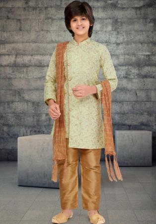 Picture of Amazing Cotton Tan Kids Kurta Pyjama