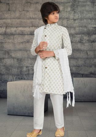 Picture of Nice Cotton Off White Kids Kurta Pyjama