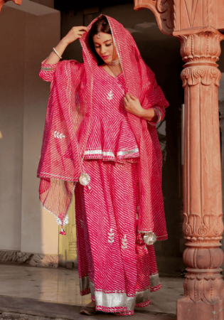 Picture of Cotton Pale Violet Red Readymade Lehenga Choli