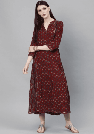 Picture of Well Formed Cotton Maroon Kurtis & Tunic