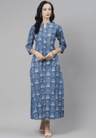 Picture of Sightly Cotton Steel Blue Kurtis & Tunic