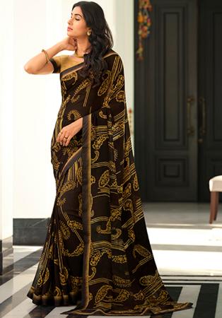 Picture of Elegant Georgette Black Saree