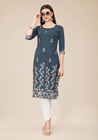 Picture of Sightly Chiffon Dark Slate Grey Kurtis & Tunic