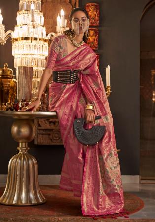 Picture of Beautiful Silk Dark Salmon Saree