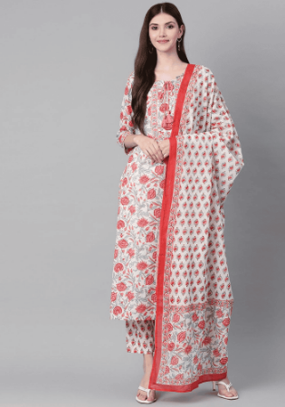 Picture of Resplendent Cotton Light Grey Readymade Salwar Kameez