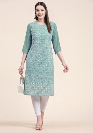 Picture of Elegant Georgette Dark Slate Grey Kurtis & Tunic