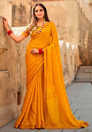 Picture of Appealing Chiffon & Georgette Orange Saree