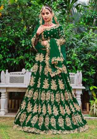 Picture of Fascinating Net Dark Green Lehenga Choli