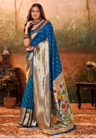 Picture of Marvelous Silk Teal Saree