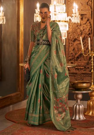 Picture of Resplendent Silk Dark Khaki Saree