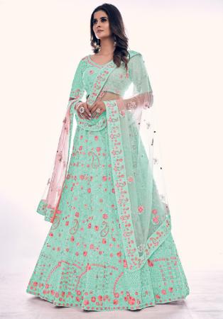 Picture of Bewitching Net Dark Sea Green Lehenga Choli