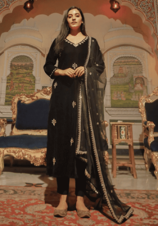 Picture of Nice Cotton Black Readymade Salwar Kameez