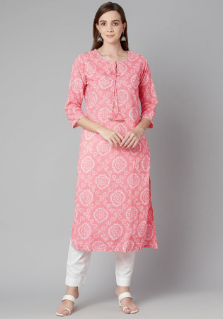 Picture of Radiant Rayon & Cotton Light Pink Kurtis And Tunic