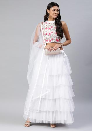 Picture of Pleasing Net White Lehenga Choli