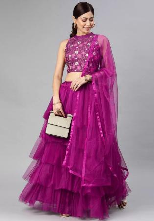 Picture of Charming Net Purple Lehenga Choli