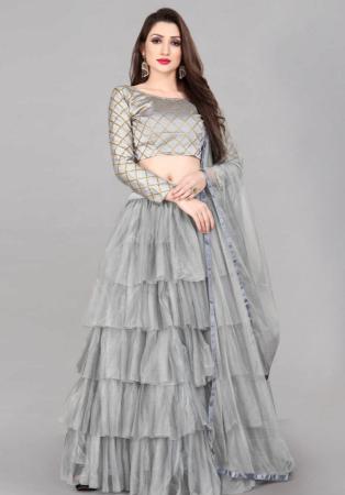 Picture of Grand Net Light Slate Grey Lehenga Choli