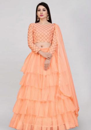 Picture of Graceful Net Light Salmon Lehenga Choli