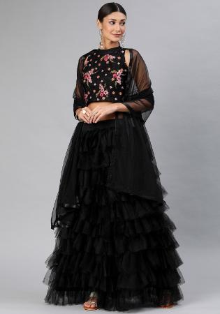 Picture of Delightful Net Black Lehenga Choli