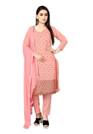 Picture of Cotton Light Coral Straight Cut Salwar Kameez