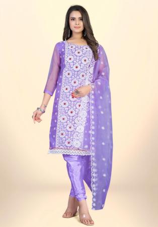 Picture of Sightly Organza Purple Straight Cut Salwar Kameez