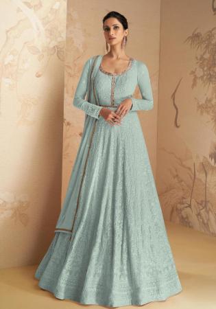 Picture of Georgette Dark Sea Green Anarkali Salwar Kameez