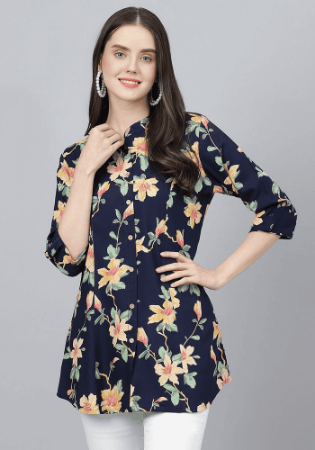 Picture of Sublime Rayon Navy Blue Kurtis & Tunic