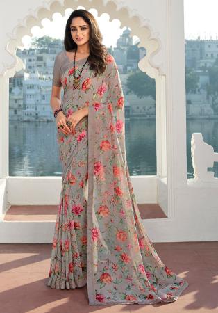 Picture of Bewitching Georgette Grey Saree