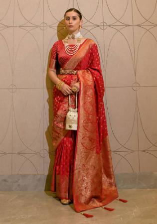 Picture of Alluring Satin Red Saree