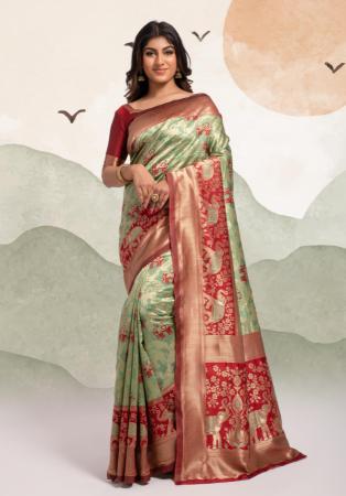 Picture of Sightly Silk Dark Sea Green Saree